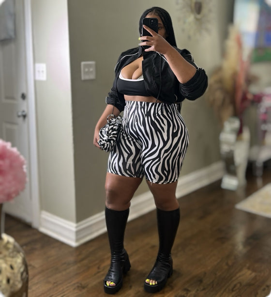 Zebra Striped | Biker Shorts
