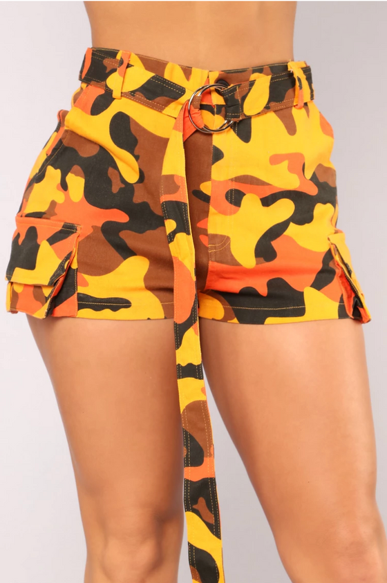 Orange | Camo Shorts